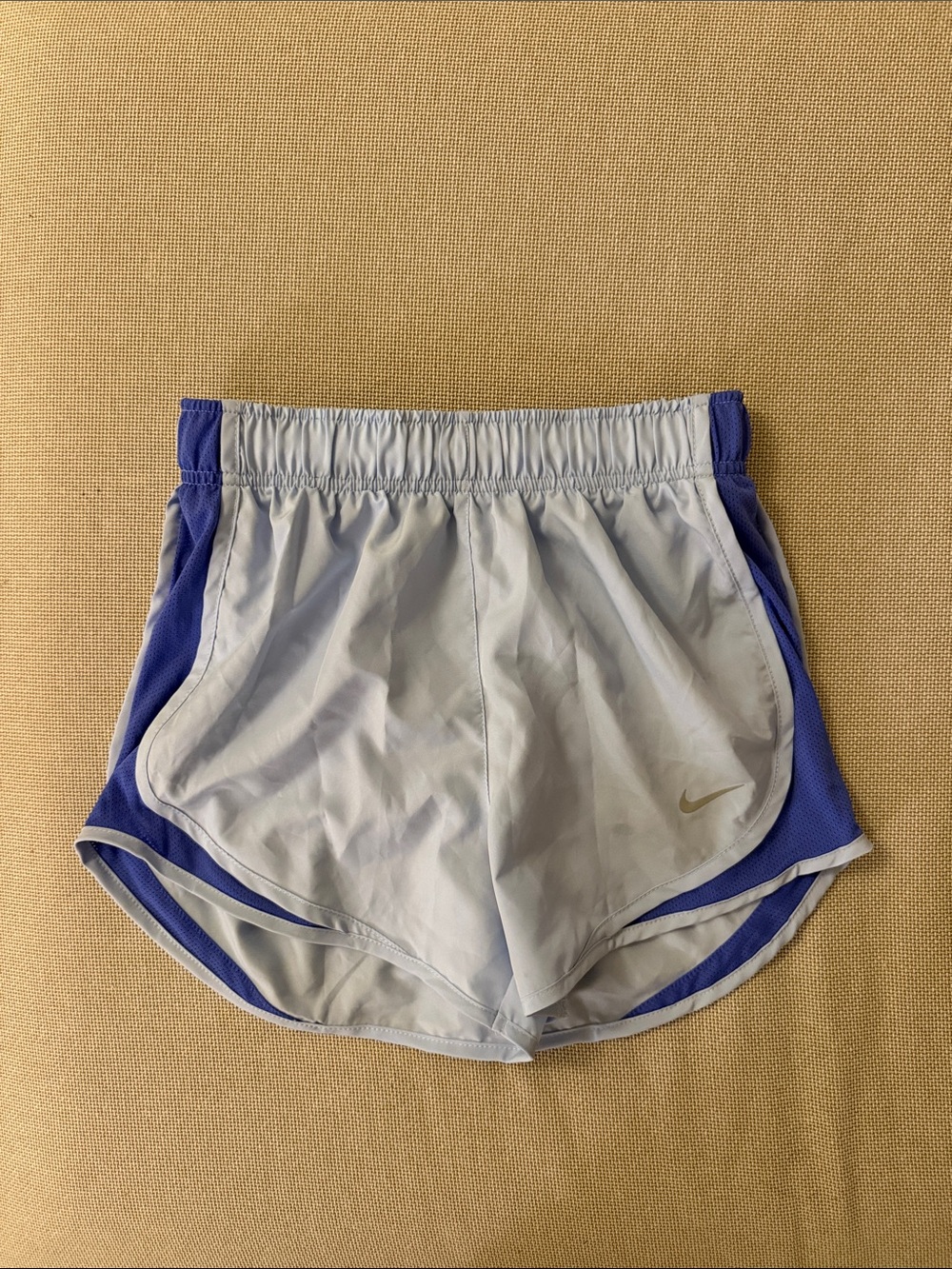 Nike Women's Pale Blue Running Shorts with Royal Side Panels